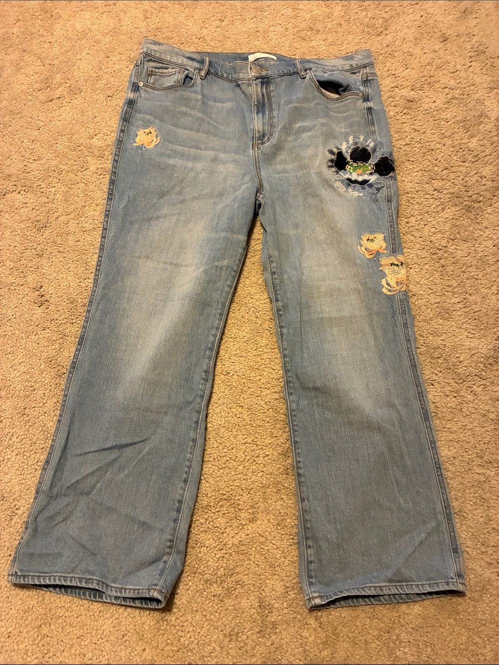 Loft Light Wash Embroidered Jeans.